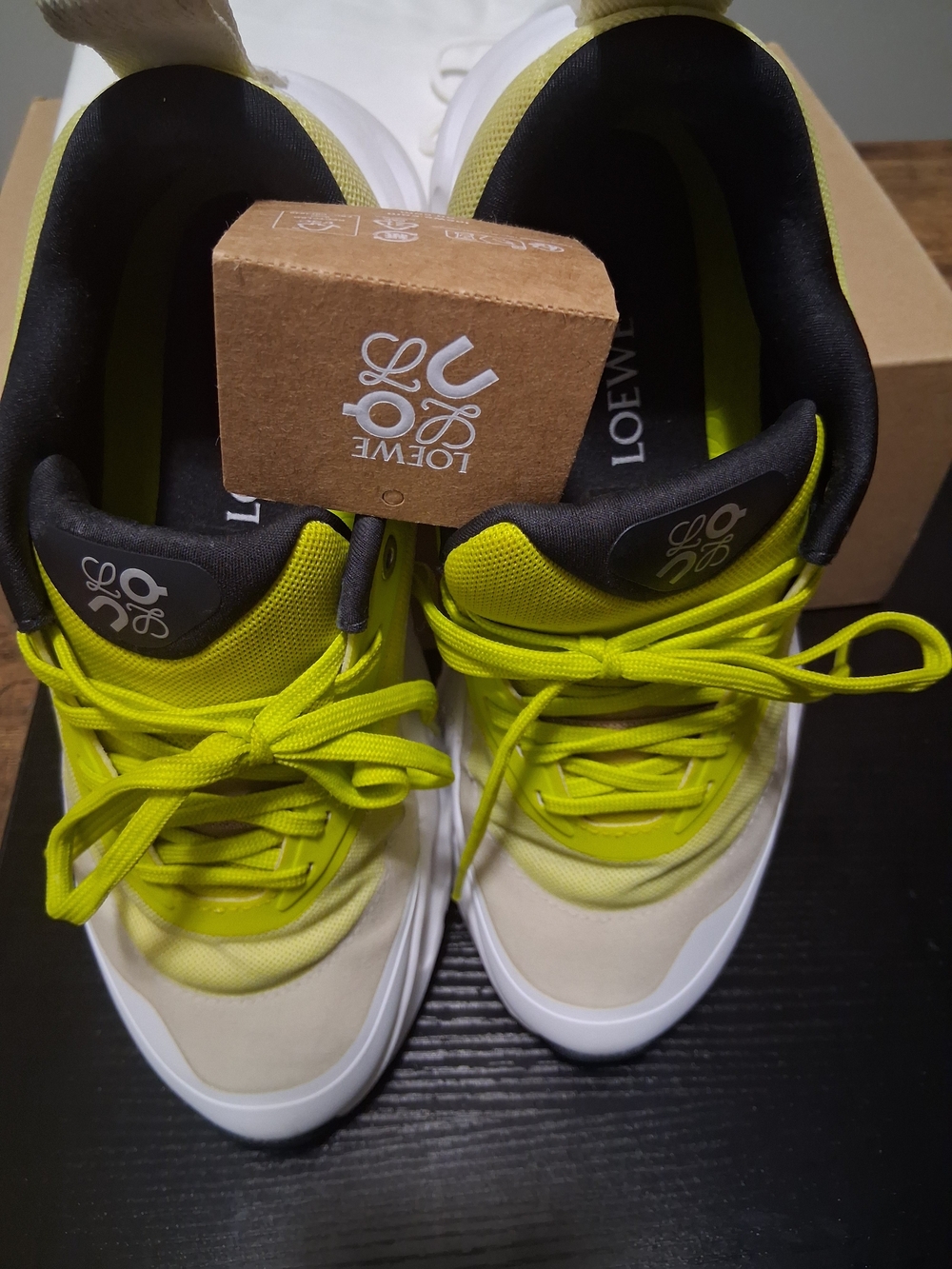 Loewe Neon Yellow and Cream Athletic Sneakers - Picture 15 of 16